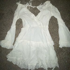 Indikah White Ruffle Mini Dress
